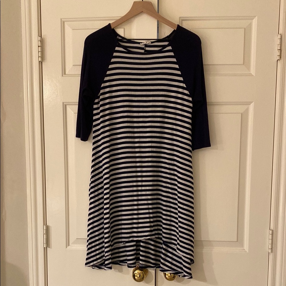 Striped Black and White Raglan Sleeve Dress